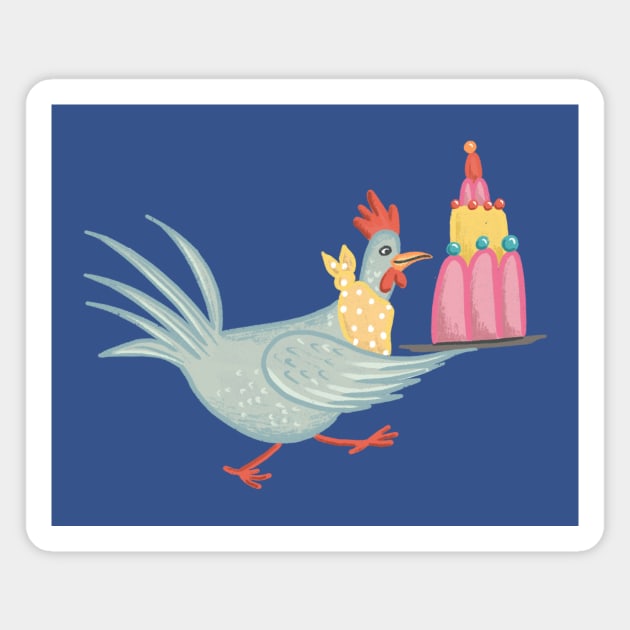 Chicken with Cake Magnet by Das Brooklyn